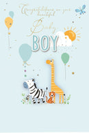 Safari Animals New Baby Boy Card