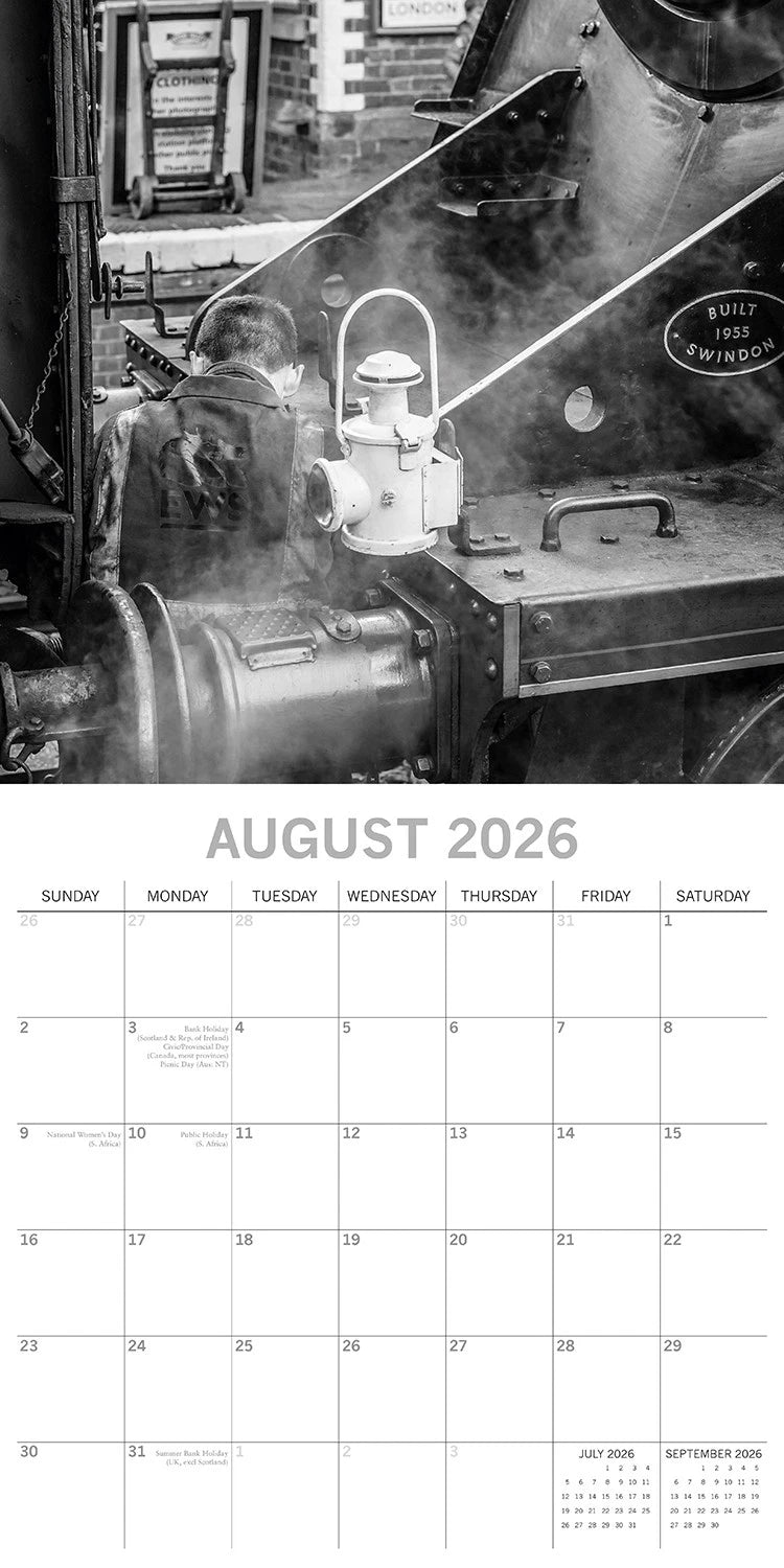 2026 Square Calendar Steam Trains RRP $21.99
