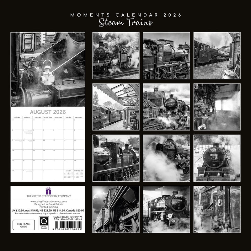 2026 Square Calendar Steam Trains RRP $21.99