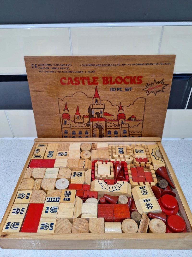 Rare Vintage Castle Blocks Wooden Toy Set