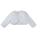 Sassy Baby Faux Fur Jacket - Ivory - Bow