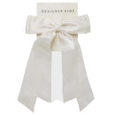 Satin Long Bow Hair Clip - Ivory