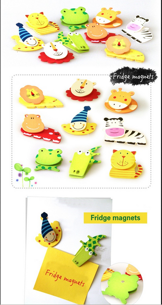 Wooden Clip  Fridge Magnets - Asst