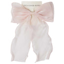 Shimmer Mesh Long Bow Hair Clip - Dusty Pink