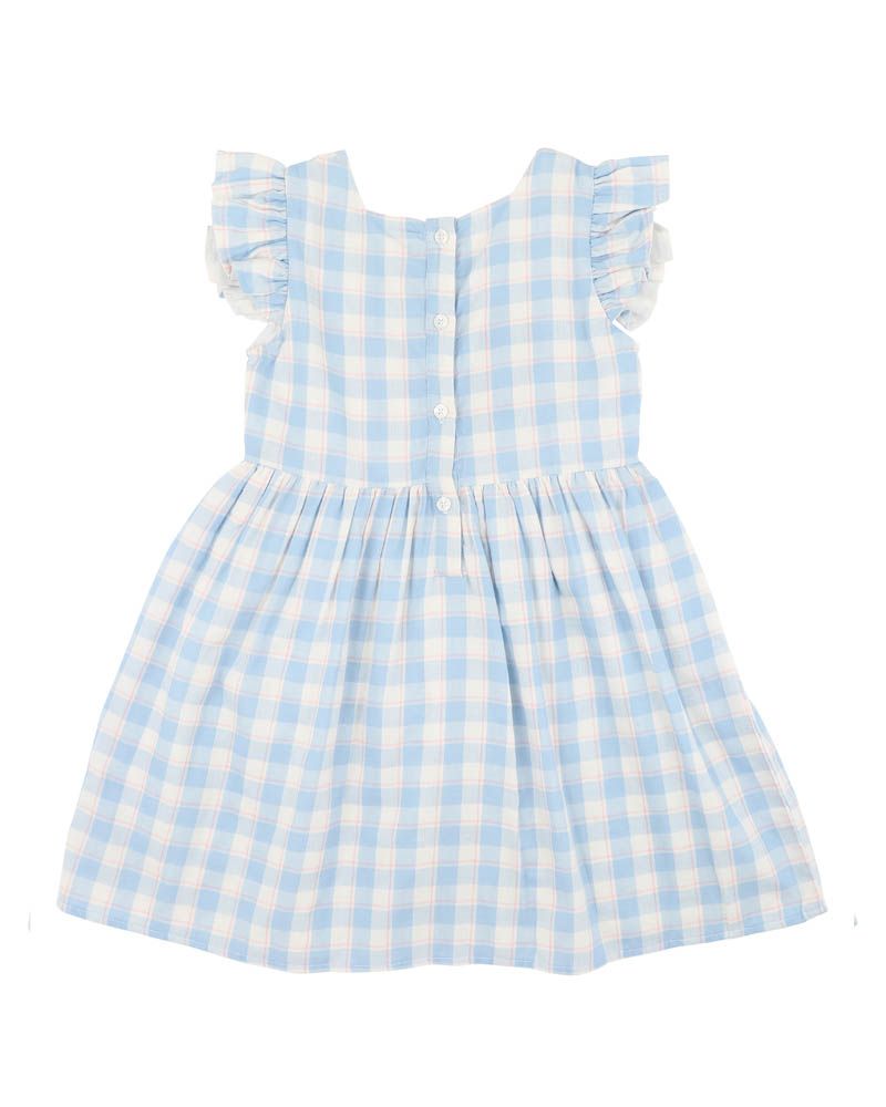 Bébé  | Bonnie Check  Embroidered Dress - Blue