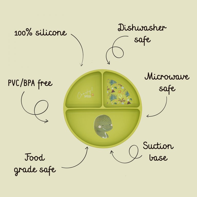 Sassi Silicone Meal Plate - Cracky The Dinosaur