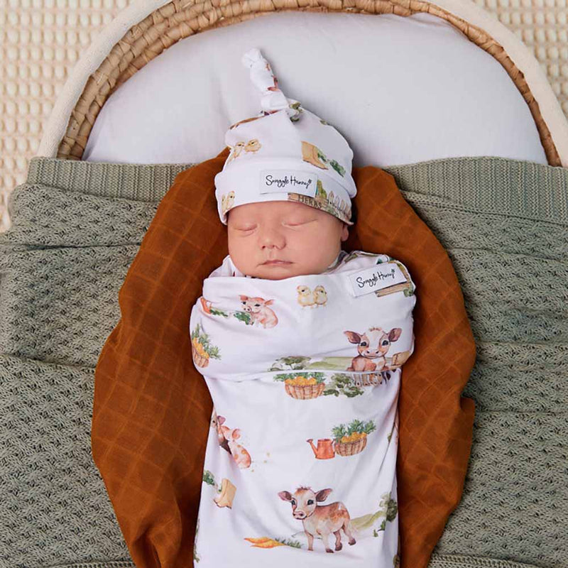 Snuggle Hunny | Snuggle Swaddle & Beanie Set - Farmyard