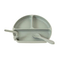 Silicone Plate with Straw & Spoon - Olive