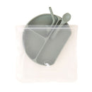 Silicone Plate with Straw & Spoon - Olive