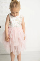 Cracked Soda Tessa Floral Ribbed Shredded Tutu Floral Print 3-8