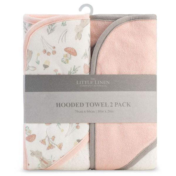 Little Linen 2pk Hooded Towels - Harvest Bunny