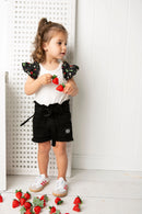 Cracked Soda Berry Bliss Frill Top White 3-8  RRP $29.99