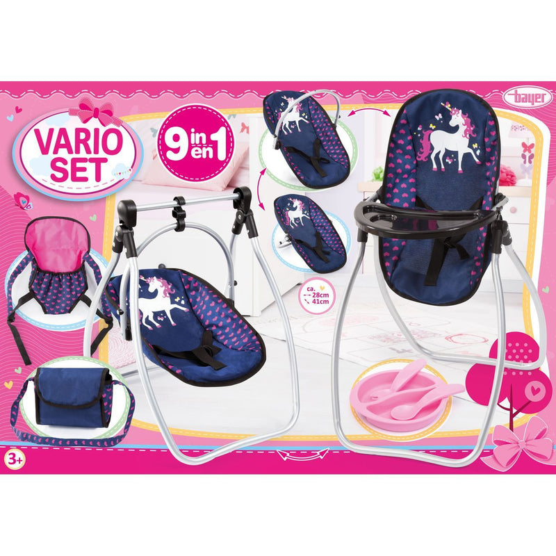 Bayer Vario 4 in 1 Set - Navy Unicorn Dolls Accessory Set  RRP $79.99-