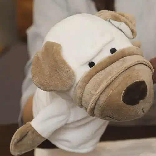 White Bulldog Hand Puppets – large