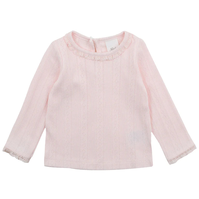 Bébé | Baby Girls Dusky Pink Pointelle L/S Top