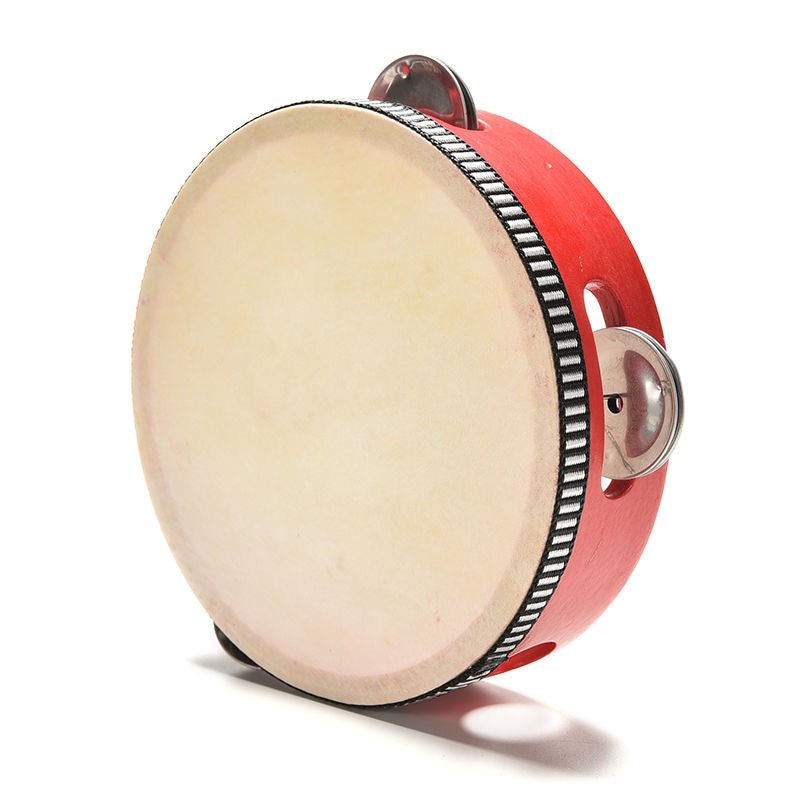 Wooden Red Tambourine Drum 15cm