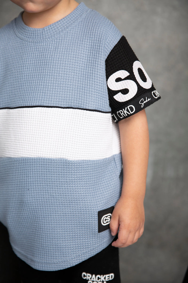 Cracked Soda Xavier Detailed Sleeve Tee Dusty Blue Baby boy