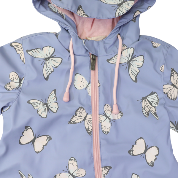 Korango | Butterfly Colour Changing Terry Towelling Lined Zip Rain Suit - Blue Heron