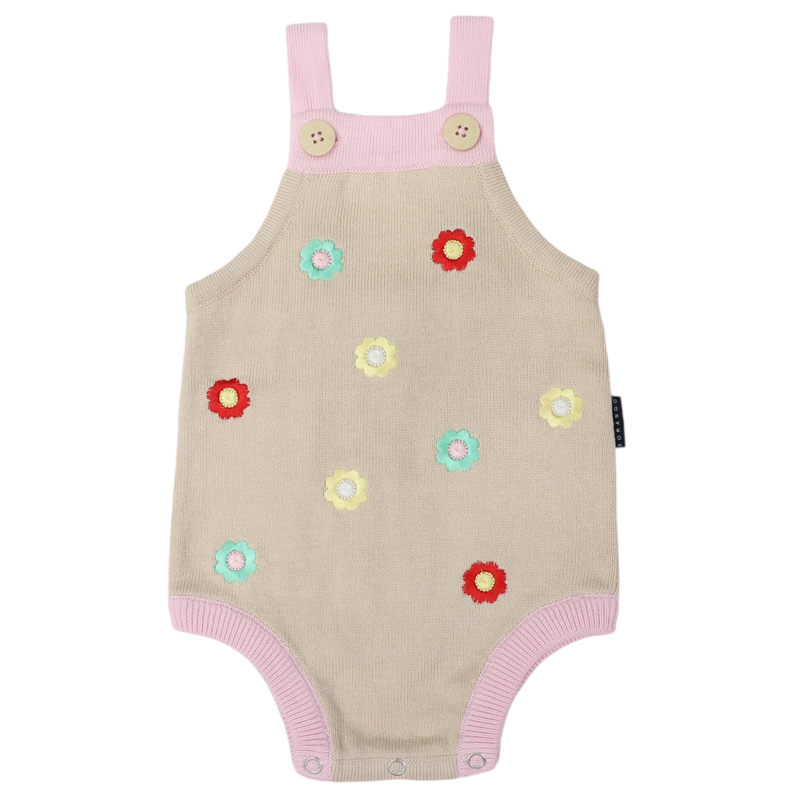 Korango | Flower Knit Sunsuit- Tapioca