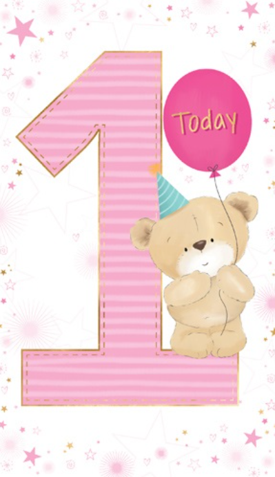 Apsley Card | 1 today (Teddy bear) Birthday girl