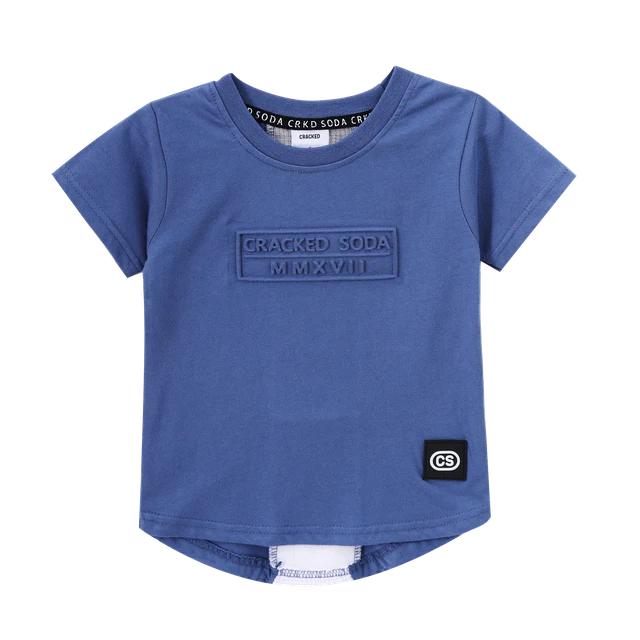 Cracked Soda | Zane Detailed Tee - Denim Blue- Baby boys