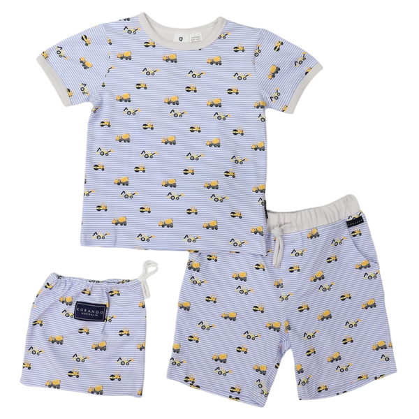 Korango | Cotton Pj's Trucks & Diggers-Blue