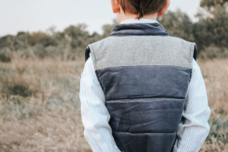 Love Henry | Boys Cooper Puffer Vest - Navy Corduroy