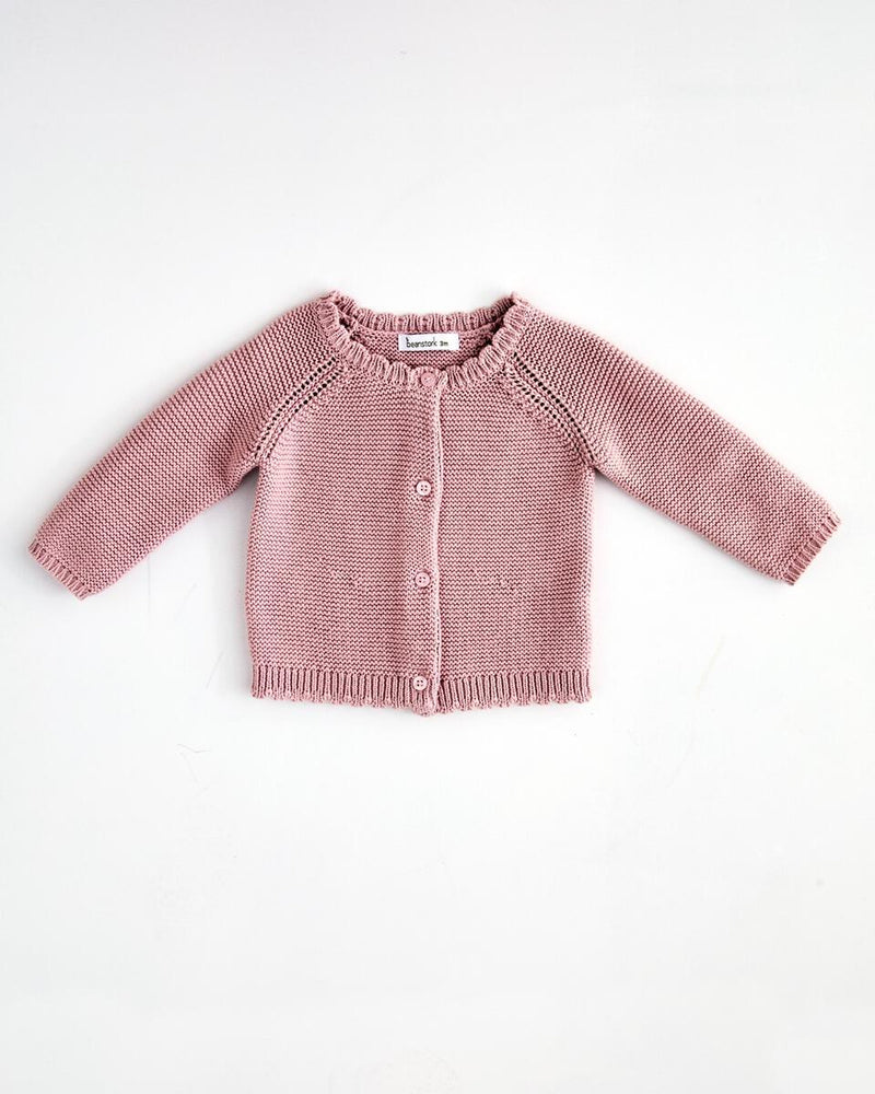 Beanstork | Scolloped Cardigan-Dusty Pink