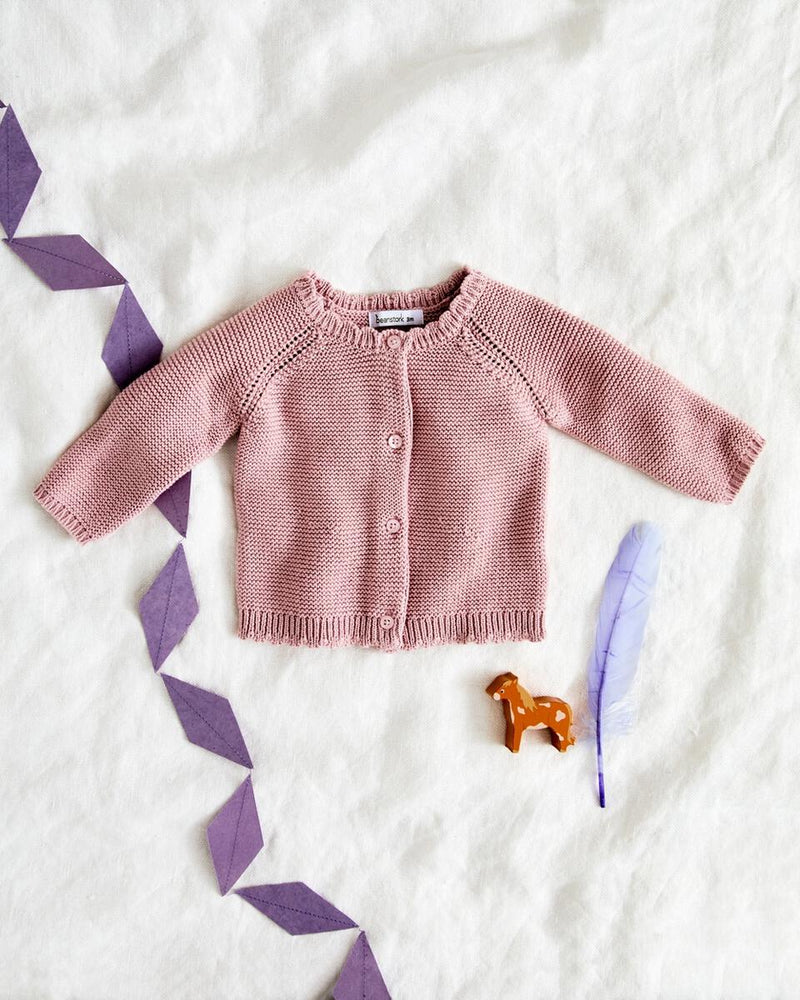 Beanstork | Scolloped Cardigan-Dusty Pink