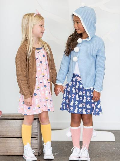 Oobi Pom Pom Hooded Cardy - Blue Cloud