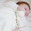 JUJO Baby 100% Cotton Knit Cable Edge Shwrap - White