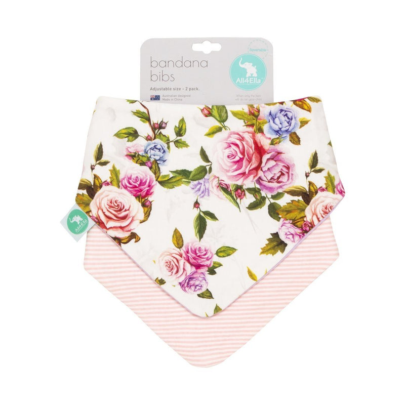 All4Ella | Bandana Bibs 2pk - Rose