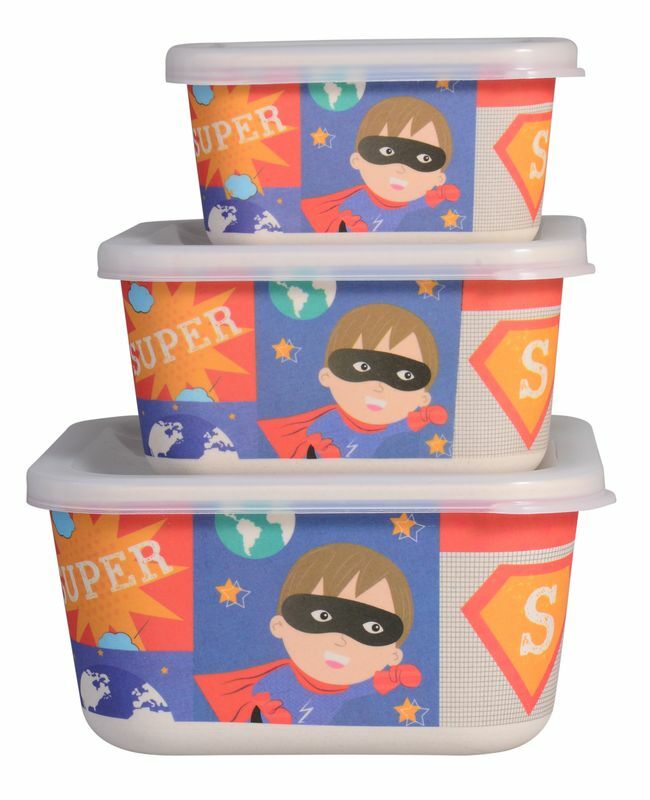 Bambooware Storage Food Bowl Set 3pc -  Super hero