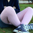 COLUMBINE | Merino Wool Tights - Pink Cable