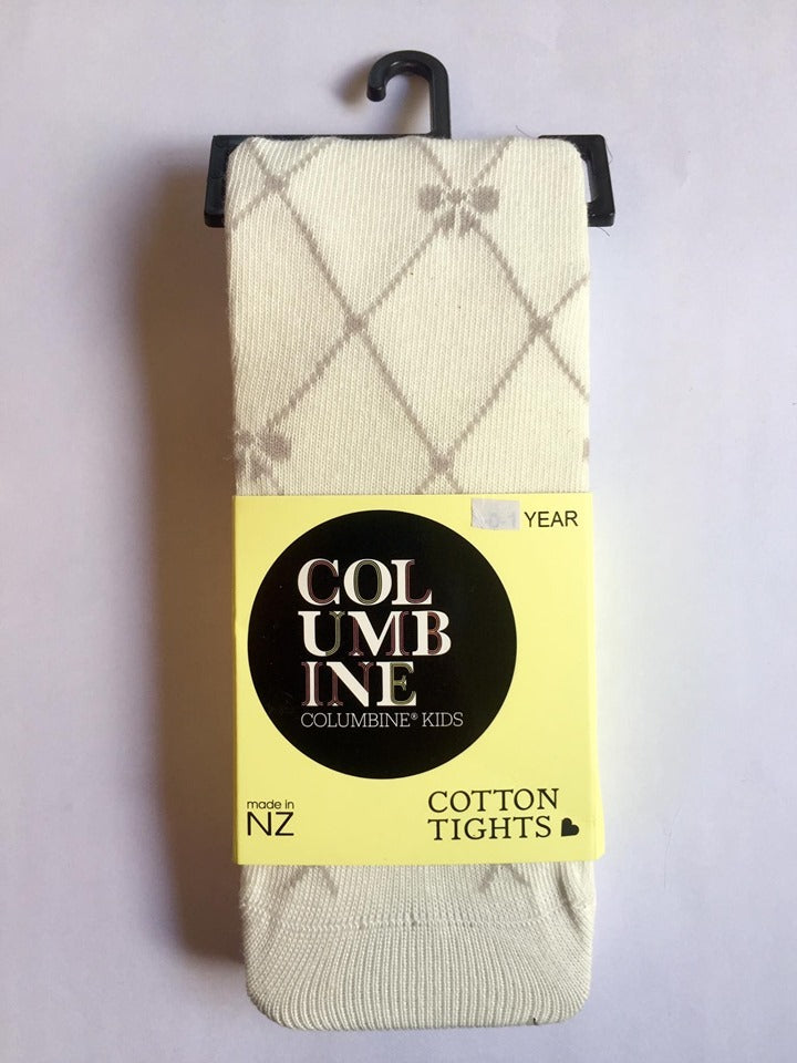 COLUMBINE | Vanilla Diamond  Bows Cotton Tights