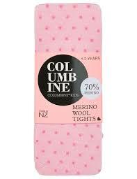 COLUMBINE | Merino Wool Tights - Pink Polka