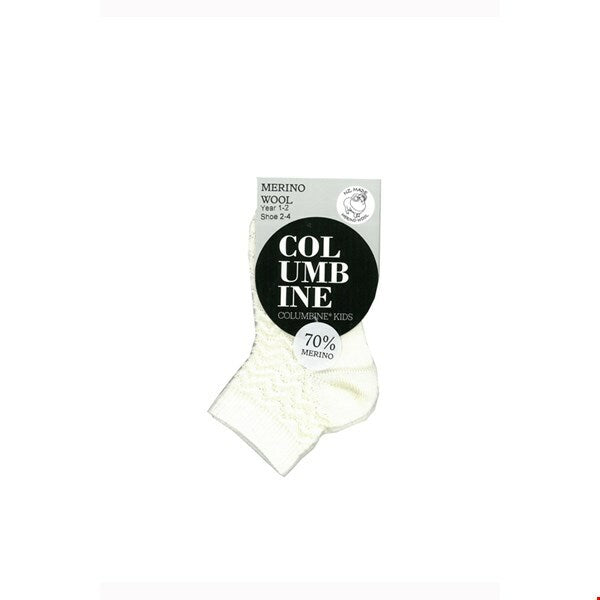 Columbine | Merino Zigzag Crop Socks - Cream