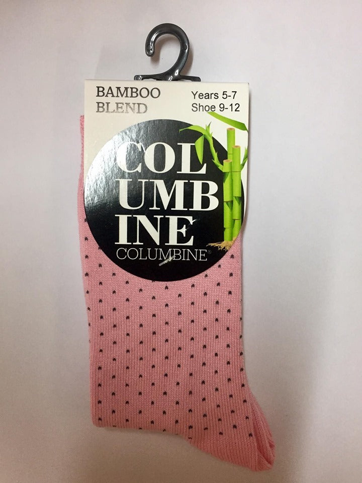 Columbine | Bamboo Dot Crew sock - Pink