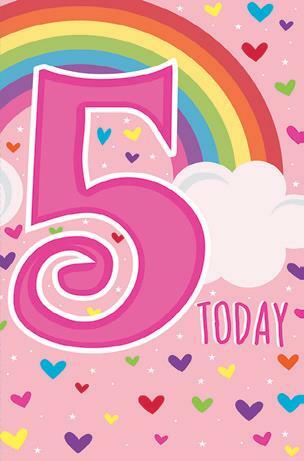 Card| Birthday Age 5 Female Rainbow