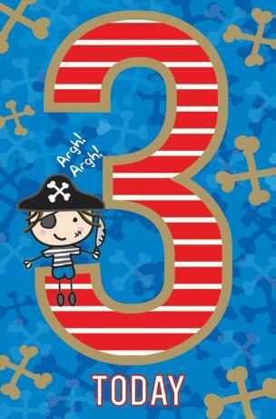 Card| Birthday Age 3 Boy Pirate