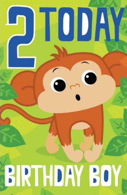 Card| Birthday Age 2 Boy Monkey