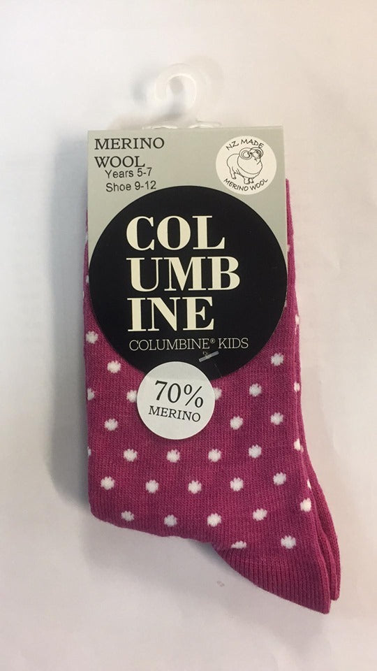 Merino Crew Socks | Columbine | Grape/White spot