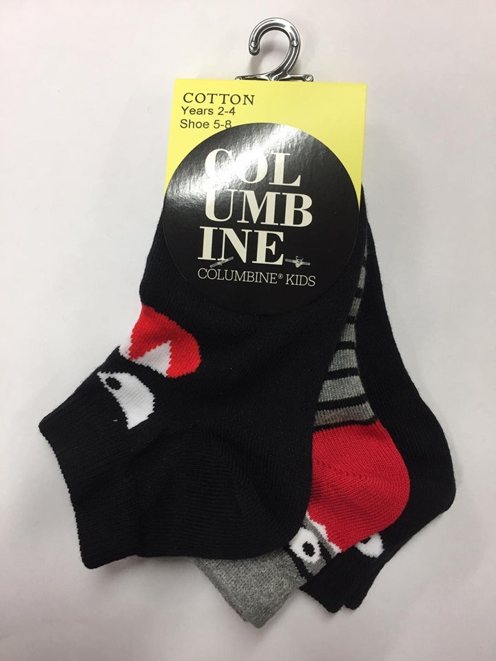 COLUMBINE | Boys Monster sock Liner - 3-Pack