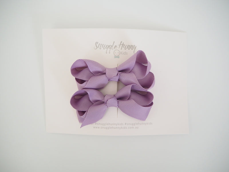 Snuggle Hunny | Lilac Bow Clips  - Small Piggy Tail Pair