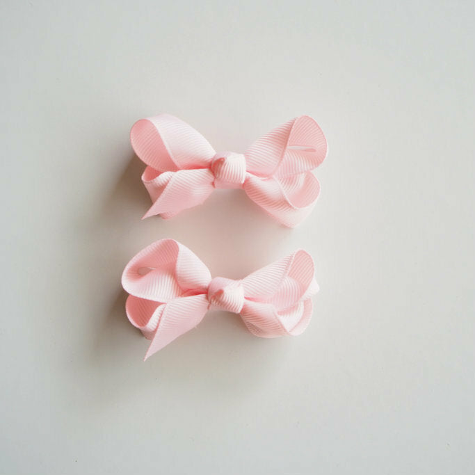 Snuggle Hunny | Light Pink Bow Clips - Small Piggy Tail Pair