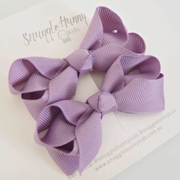 Snuggle Hunny | Lilac Bow Clips  - Small Piggy Tail Pair