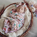 Snuggle Hunny | Pansy Heart Swaddle & Topknot Set - Unboxed