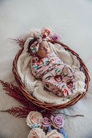 Snuggle Hunny | Pansy Heart Swaddle & Topknot Set - Unboxed