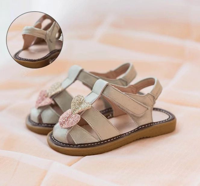 Little Chic | Silver w/Pink & Gold Heart Sandal