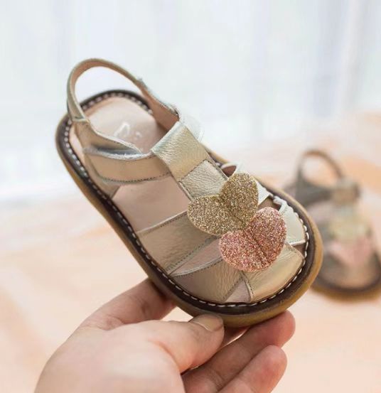 Little Chic | Silver w/Pink & Gold Heart Sandal